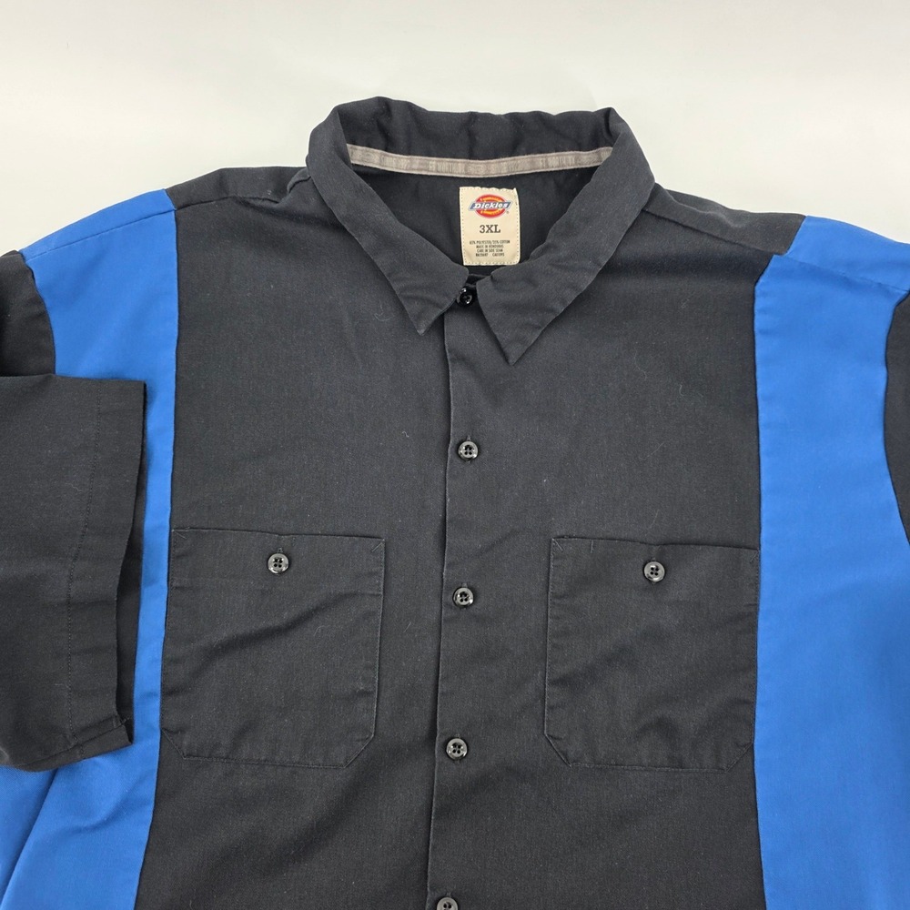 Dickies Work Shirt Mens 3XL Heritage Colorblock Twill Relaxed Black Blue Utility